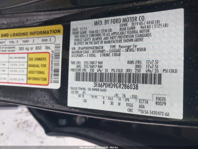 3FA6P0HD9GR286038 Ford FUSION SE