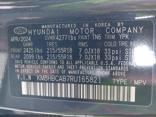 Продаж на аукціоні авто 2024 Hyundai Kona Sel, vin: KM8HBCAB7RU165821, номер лоту: 44515576