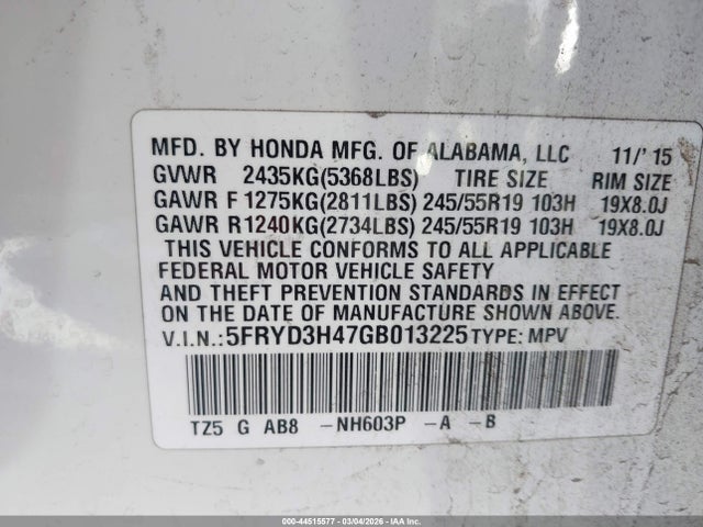 Продаж на аукціоні авто 2016 Acura Mdx Technology   Acurawatch Plus Packages/technology Package, vin: 5FRYD3H47GB013225, номер лоту: 44515577