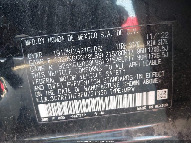 2023 HONDA HR-V 3CZRZ1H79PM721830 Photo 8