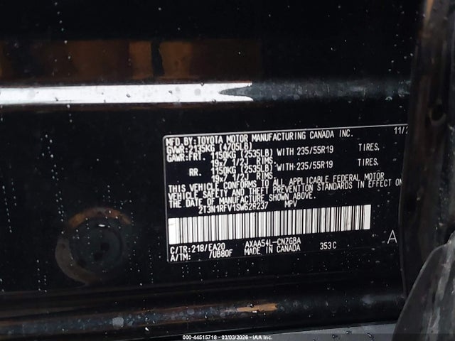 Aukcja sprzedaży 2025 Toyota Rav4 Limited, vin: 2T3N1RFV1SW628237, numer aukcji: 44515718