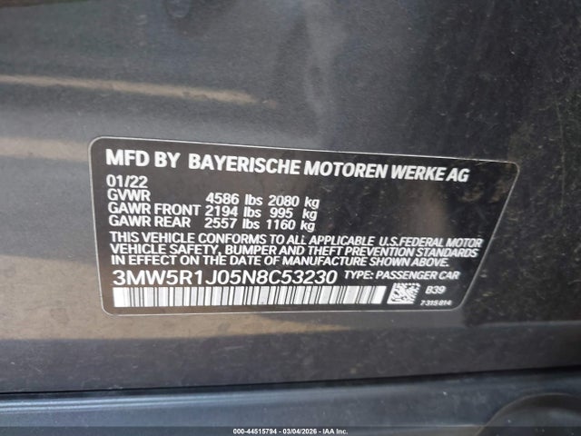 3MW5R1J05N8C53230 BMW 330I