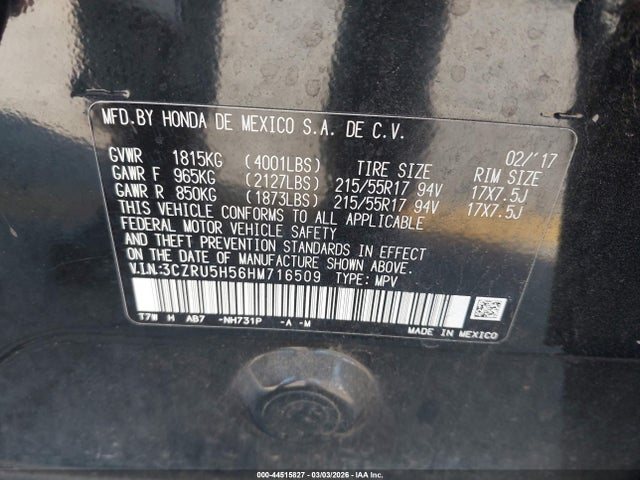 3CZRU5H56HM716509 Honda HR-V EX