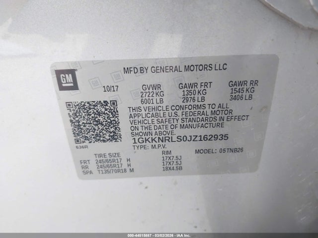 1GKKNRLS0JZ162935 GMC Acadia Sle-1