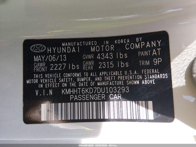 2013 HYUNDAI GENESIS KMHHT6KD7DU103293 Photo 8