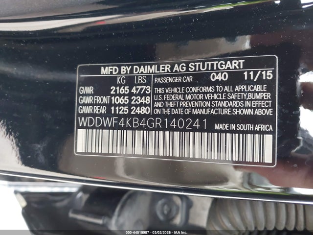 WDDWF4KB4GR140241 Mercedes-Benz C 300 4matic