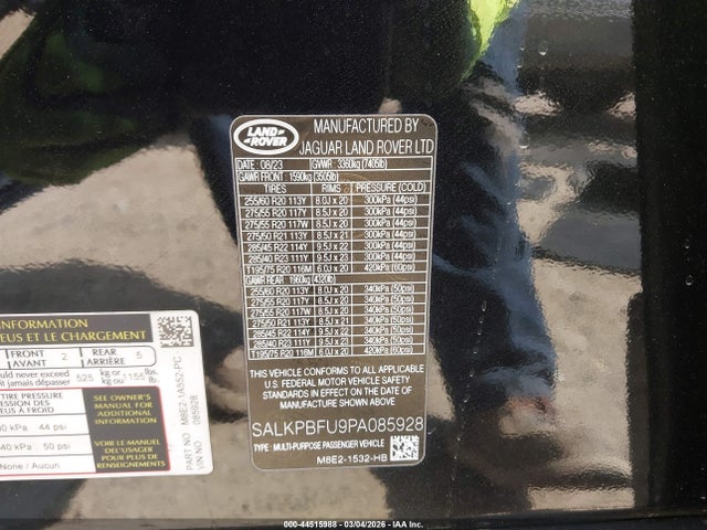 SALKPBFU9PA085928 Land Rover Range Rover P400 Se