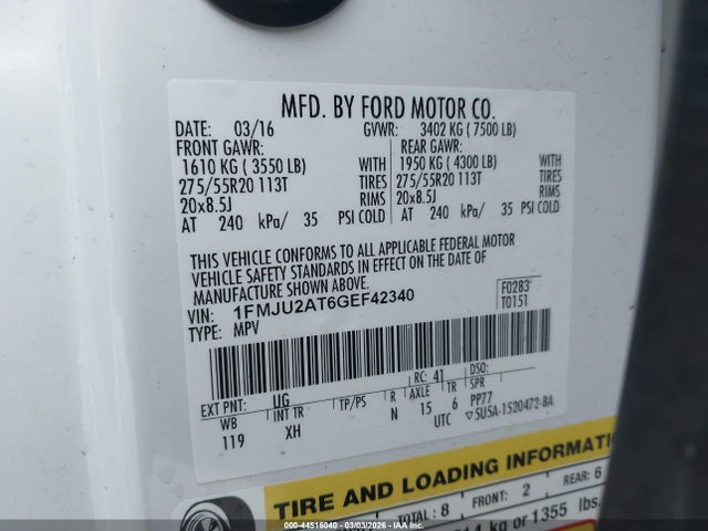 1FMJU2AT6GEF42340 Ford Expedition Limited