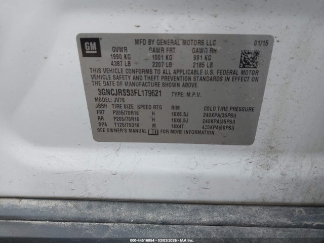 3GNCJRSB3FL179621 Chevrolet Trax Lt