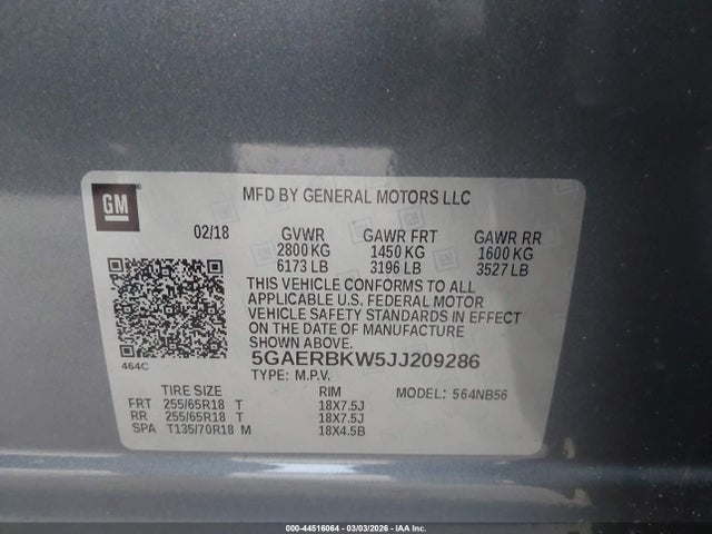Aukcja sprzedaży 2018 Buick Enclave Essence, vin: 5GAERBKW5JJ209286, numer aukcji: 44516064
