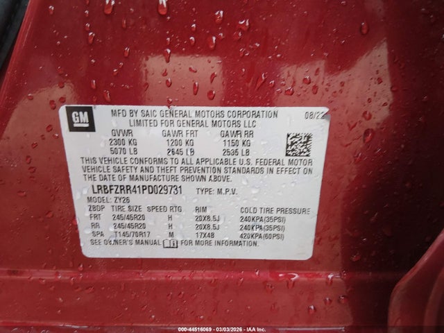 44516069 :رقم المزاد ، LRBFZRR41PD029731 vin ، 2023 Buick Envision Avenir Fwd مزاد بيع