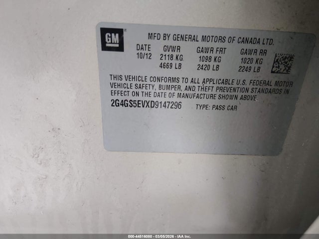 Aukcja sprzedaży 2013 Buick Regal Turbo - Premium 1, vin: 2G4GS5EVXD9147296, numer aukcji: 44516080