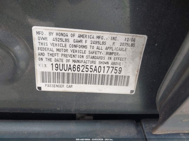 2005 ACURA TL 19UUA66255A017759 Photo 8