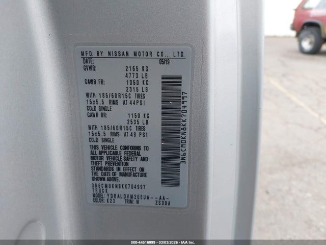 Aukcja sprzedaży 2019 Nissan Nv200 S, vin: 3N6CM0KN8KK704997, numer aukcji: 44516099