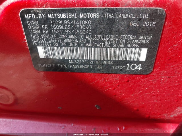 2017 MITSUBISHI MIRAGE G4 ML32F3FJ2HHF18638 Photo 8