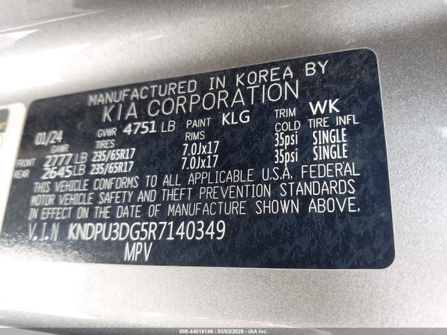 Aukcja sprzedaży 2024 Kia Sportage Hybrid Lx, vin: KNDPU3DG5R7140349, numer aukcji: 44516146