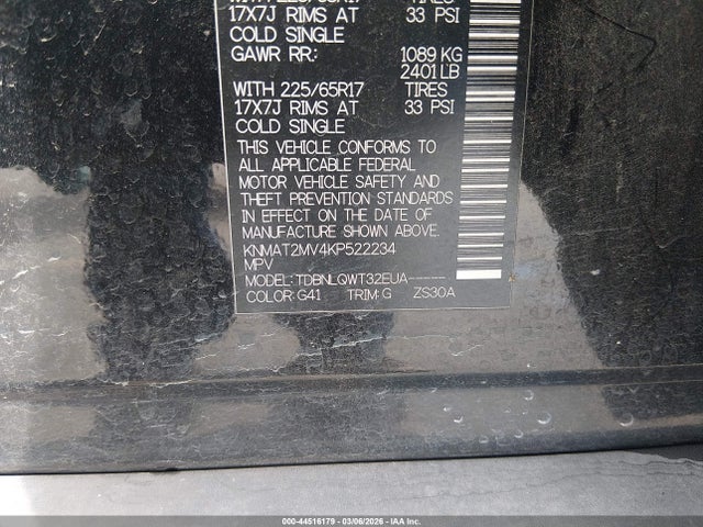 Aukcja sprzedaży 2019 Nissan Rogue Sv, vin: KNMAT2MV4KP522234, numer aukcji: 44516179