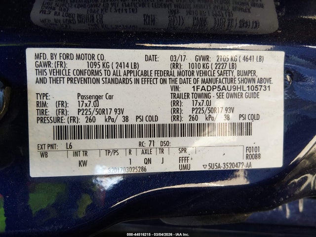 1FADP5AU9HL105731 Ford C-max Hybrid Se