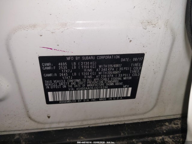 Продаж на аукціоні авто 2018 Subaru Outback 2.5i, vin: 4S4BSAAC6J3215296, номер лоту: 44516316