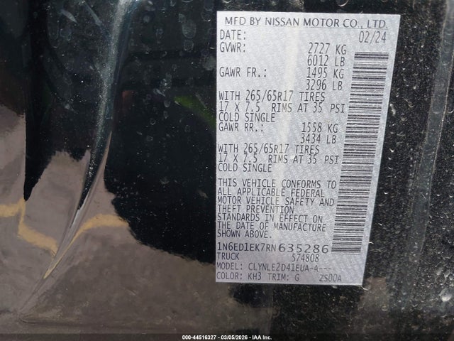 Nissan Frontier Sl 4x4 2024 1N6ED1EK7RN635286 Image 9