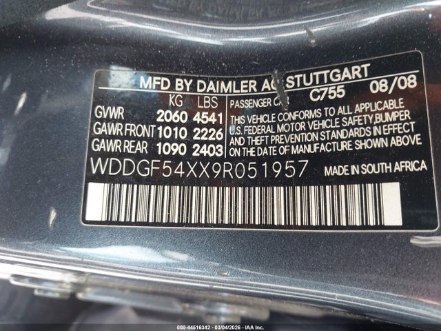 Aukcja sprzedaży 2009 Mercedes-benz C 300 Luxury/sport, vin: WDDGF54XX9R051957, numer aukcji: 44516342