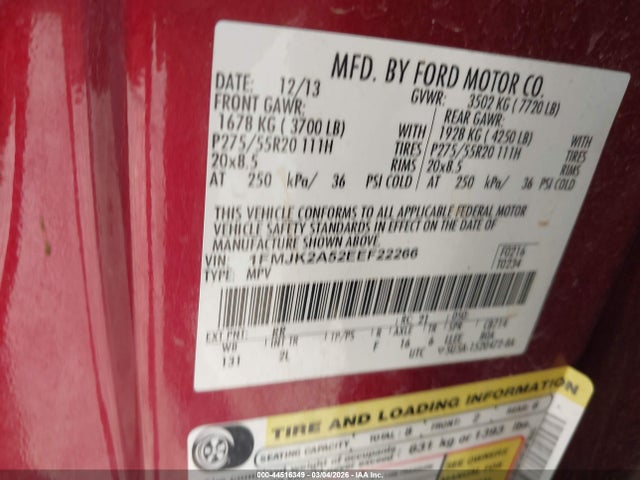 2014 FORD EXPEDITION EL 1FMJK2A52EEF22266 Photo 8