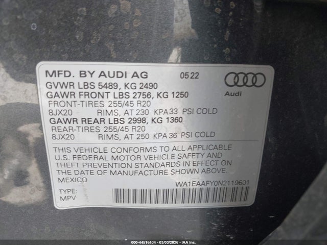 2022 AUDI Q5 WA1EAAFY0N2119601 Photo 8
