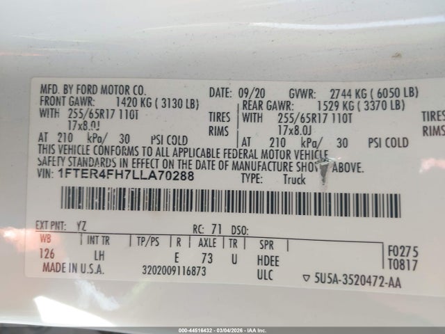 2020 FORD RANGER 1FTER4FH7LLA70288 Photo 8