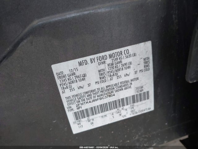 Ford EDGE SEL 2015 2FMTK4J89FBC37804 Image 9