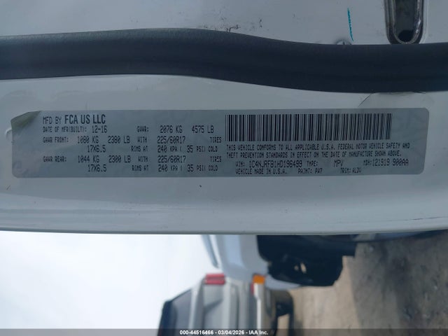Aukcja sprzedaży 2017 Jeep Patriot High Altitude 4x4, vin: 1C4NJRFB1HD196499, numer aukcji: 44516466