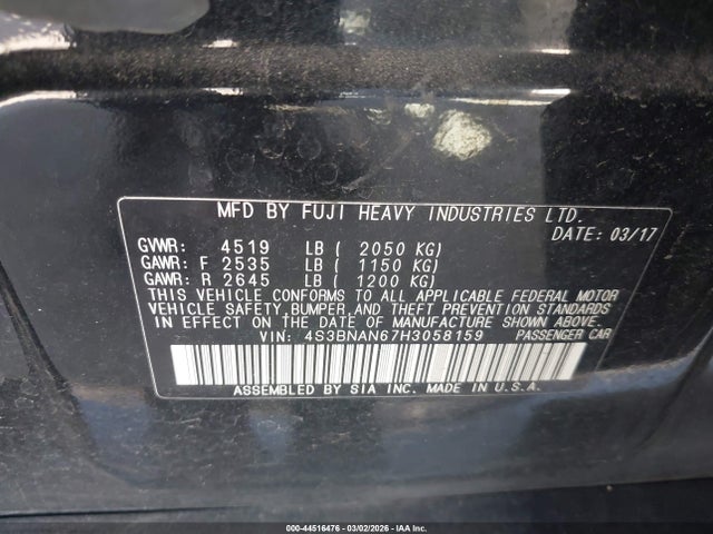 Subaru Legacy 2.5i Limited 2017 4S3BNAN67H3058159 Image 9