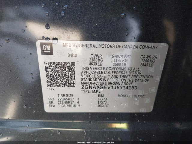 Chevrolet EQUINOX LT 2018 2GNAXSEV1J6314160 Image 9