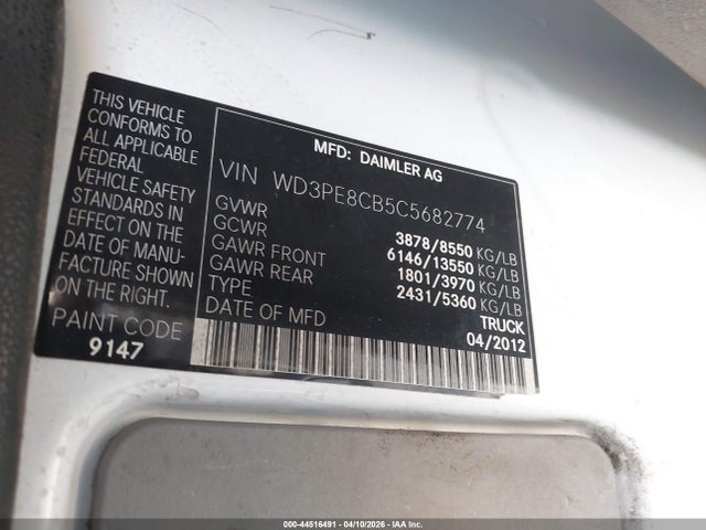Продаж на аукціоні авто 2012 Mercedes-benz Sprinter 2500 High Roof, vin: WD3PE8CB5C5682774, номер лоту: 44516491