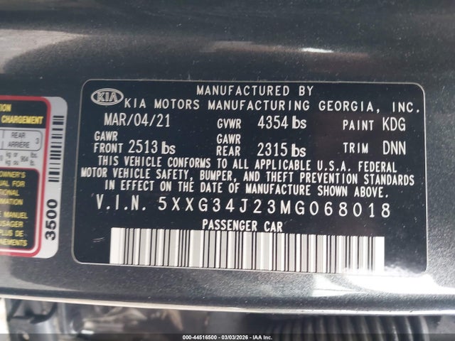 2021 KIA K5 5XXG34J23MG068018 Photo 8