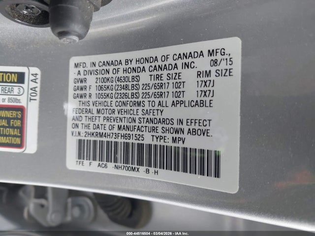 Honda Cr-v Ex-l 2015 2HKRM4H73FH691525 Image 9