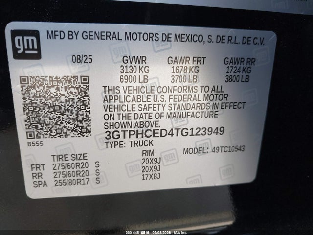 Продажа на аукционе авто 2026 Gmc Sierra 1500 , Short Bed, Elevation, Rwd, vin: 3GTPHCED4TG123949, номер лота: 44516519