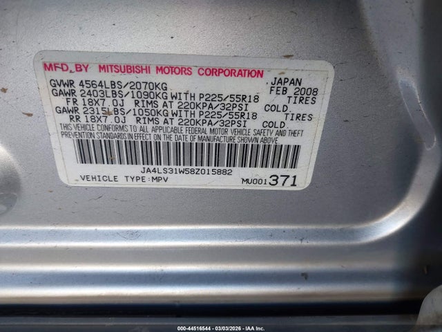 2008 MITSUBISHI OUTLANDER JA4LS31W58Z015882 Photo 8
