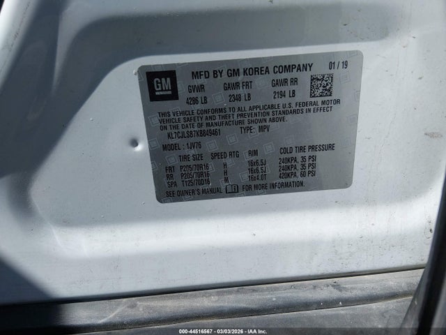 Chevrolet Trax Lt 2019 KL7CJLSB7KB849461 Image 9