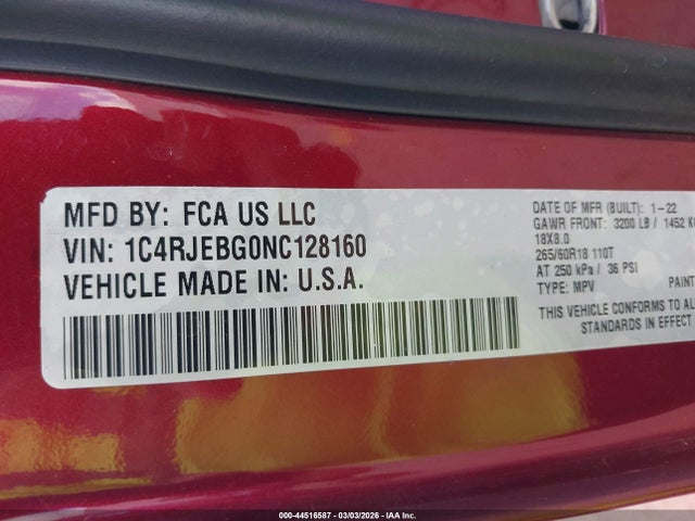 2022 JEEP GRAND CHEROKEE WK 1C4RJEBG0NC128160 Photo 8