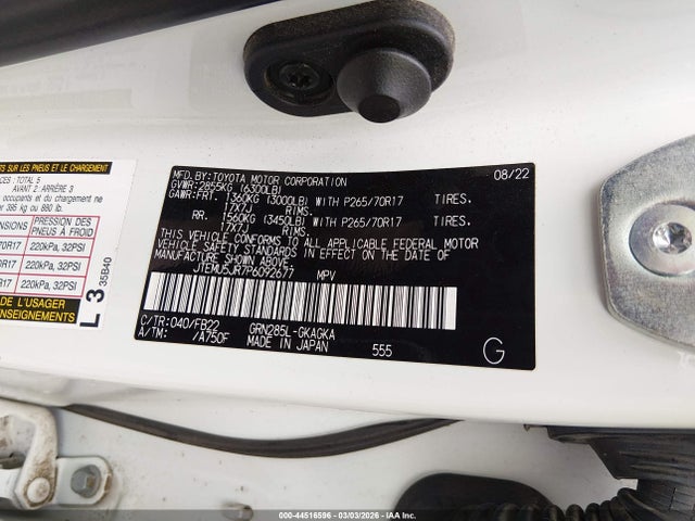 Aukcja sprzedaży 2023 Toyota 4runner Sr5, vin: JTEMU5JR7P6092677, numer aukcji: 44516596