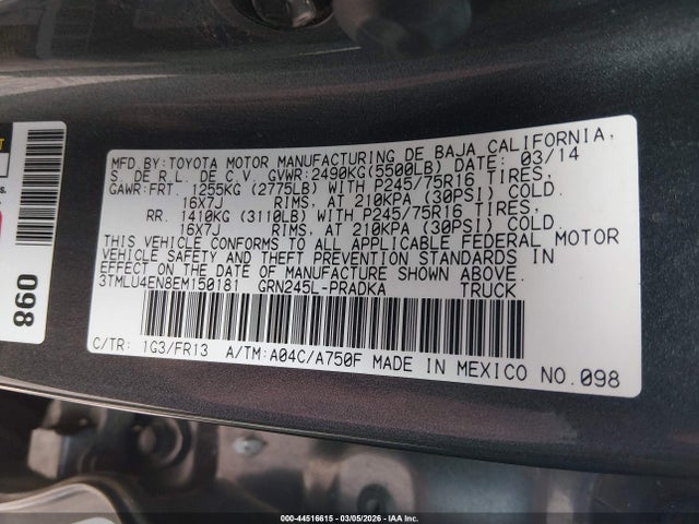 2014 TOYOTA TACOMA 3TMLU4EN8EM150181 Photo 8