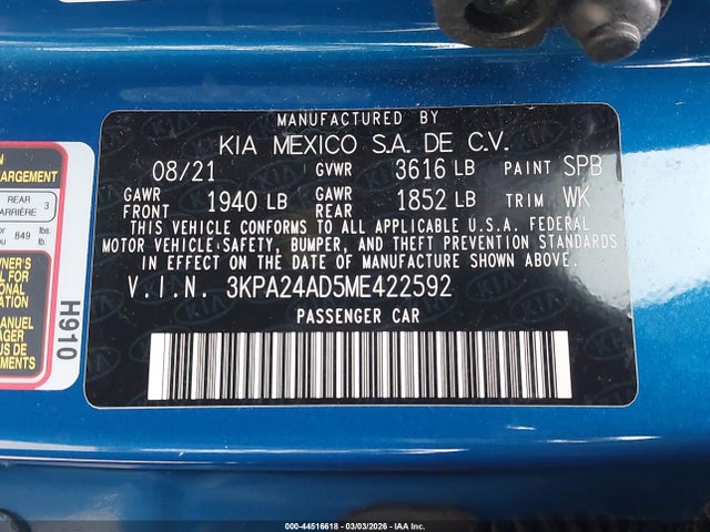 KIA RIO S 2021 3KPA24AD5ME422592 Image 9