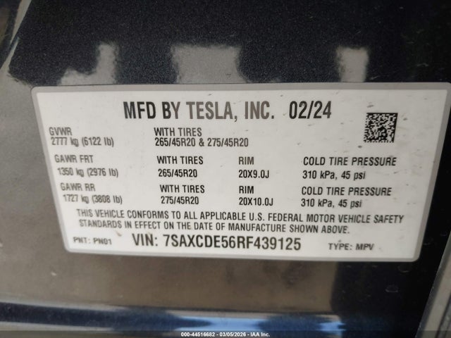Tesla Model X Long Range 2024 7SAXCDE56RF439125 Image 9