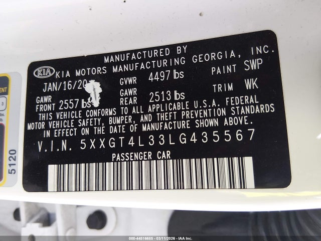 5XXGT4L33LG435567 KIA Optima Lx