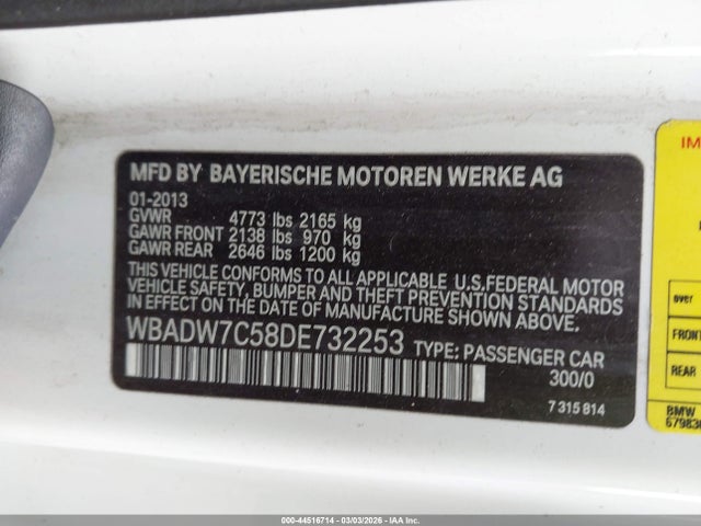 Продаж на аукціоні авто 2013 Bmw 328i, vin: WBADW7C58DE732253, номер лоту: 44516714