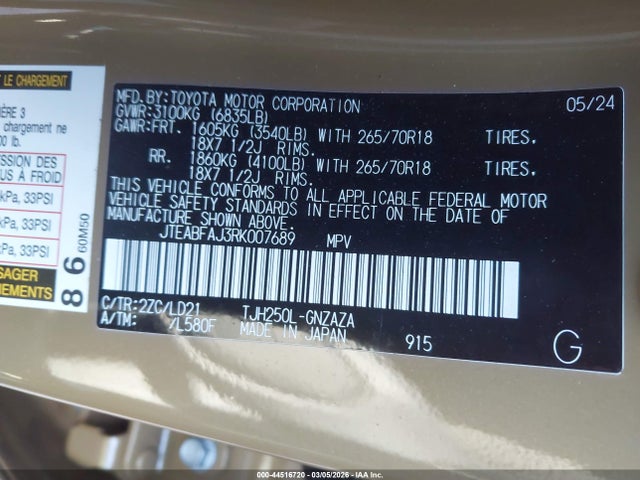 2024 TOYOTA LAND CRUISER JTEABFAJ3RK007689 Photo 8