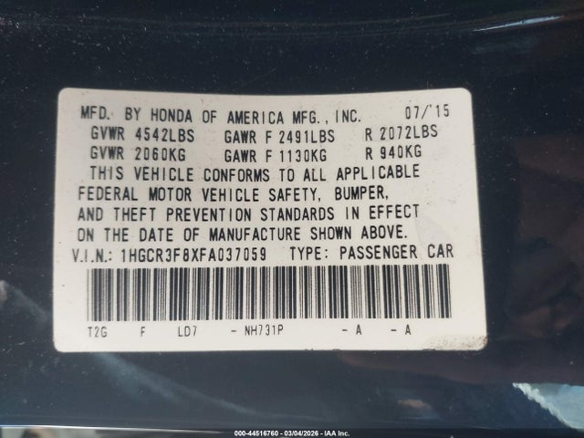 1HGCR3F8XFA037059 Honda Accord Ex-l V-6