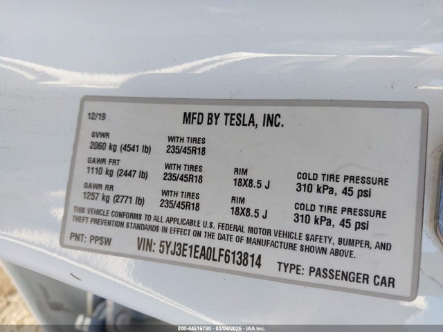 2020 TESLA MODEL 3 5YJ3E1EA0LF613814 Photo 8