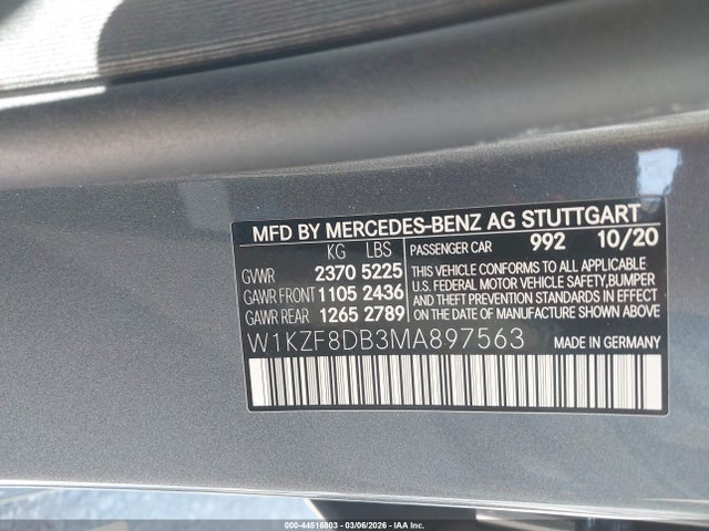 Продажа на аукционе авто 2021 Mercedes-benz E 350, vin: W1KZF8DB3MA897563, номер лота: 44516803