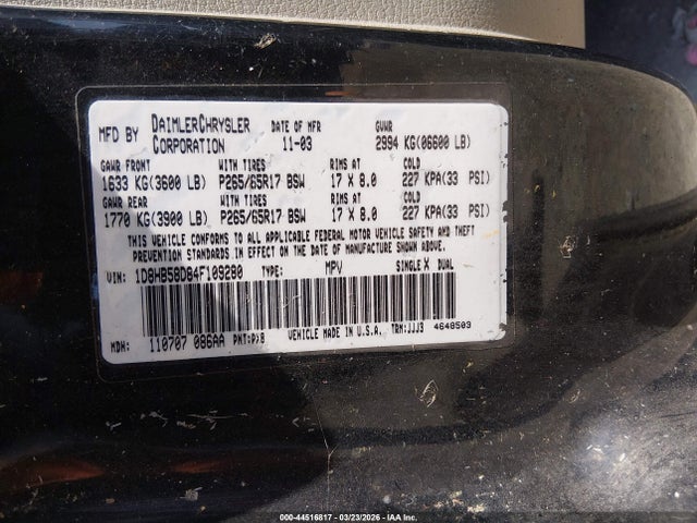 2004 DODGE DURANGO 1D8HB58D84F109280 Photo 8